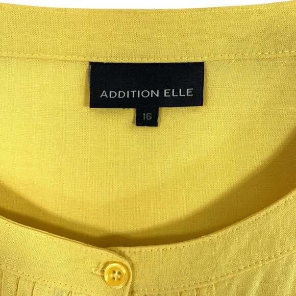 plus size tunic blouse top 3/4 sleeve button down linen blend SZ16 ADDITION ELLE - Picture 8 of 13